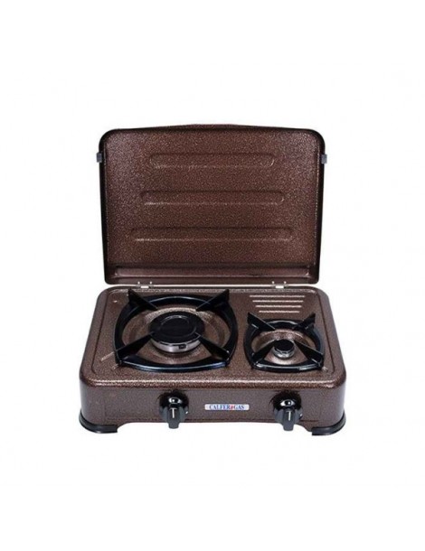 Εστία υγραερίου σφυρήλατη (2 καυστήρες) μεγάλο-μικρό CalferGas CFO-2S-BRZ