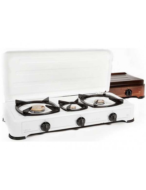 Οικιακό Κουζινάκι Υγραερίου Εμαγιέ με 3 Εστίες και Καπάκι CalferGas CFO-3-W